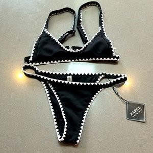 black and white crochet bikini